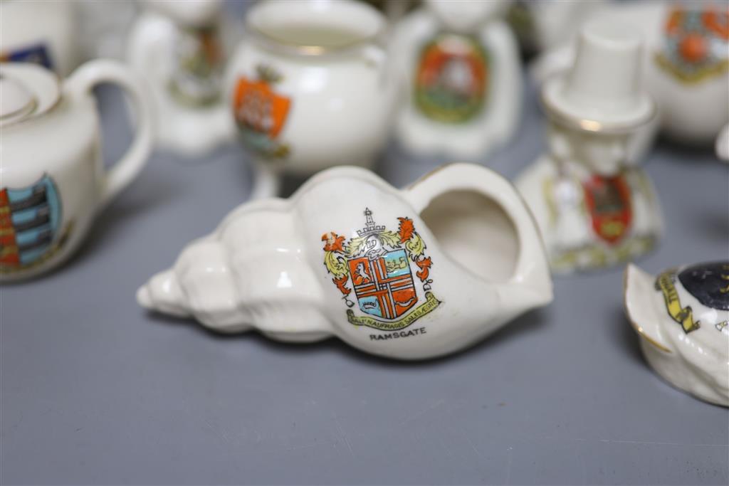 A small collection of crested china